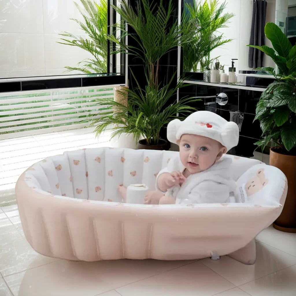 Bañera inflable portátil para bebé, bañera de viaje antideslizante, Mini piscina de aire, bañera de ducha plegable gruesa para niño