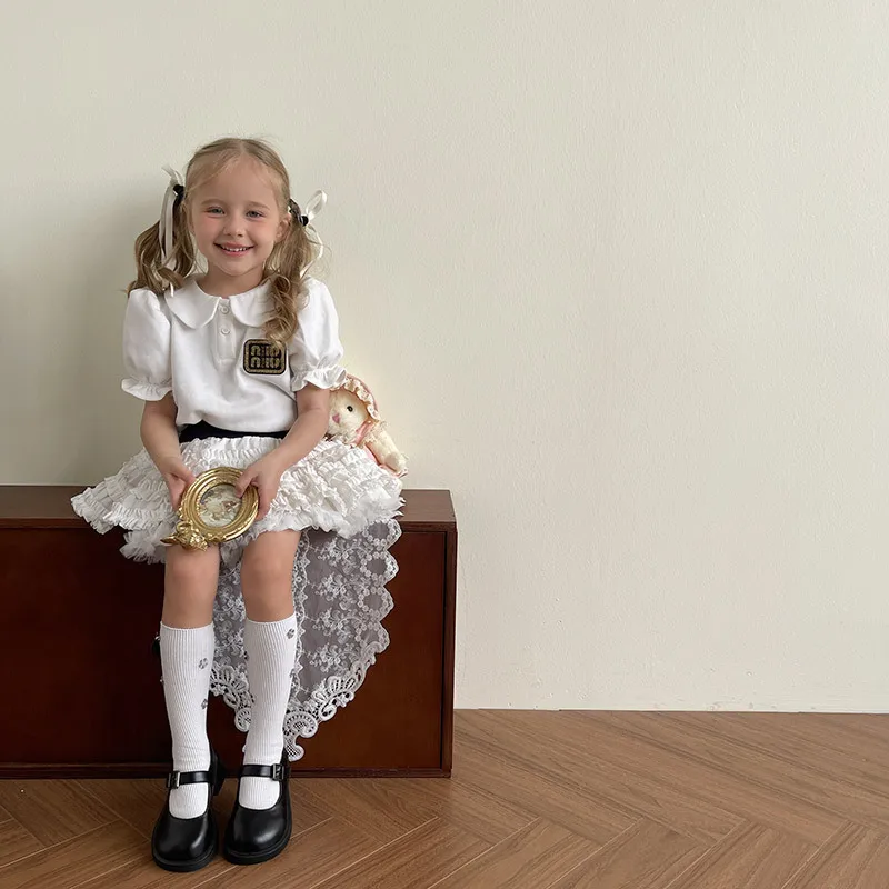 Calcetines de niña con flores y strass – Algodón suave - imagen 3