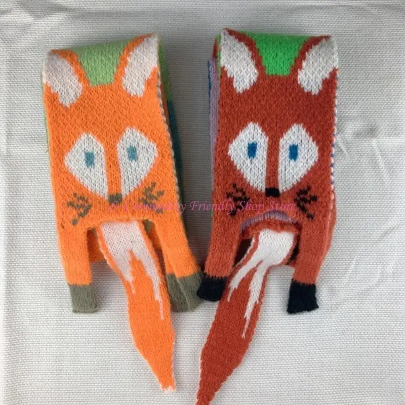 85AE Bufanda tejida con animales encantadores, esencial para invierno para niños y mujeres, accesorio ropa pañuelo y - imagen 5