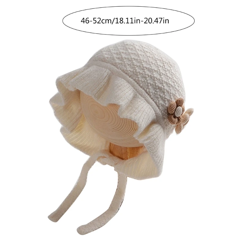 Chapeau de princesse pour bébé, Bonnet d'hiver à la mode, Bonnet tricoté pour filles douces, Bonnet à laçage pour enfants 1-5T - imagen 2