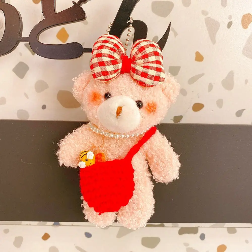 Llavero oso peluche con lazo – Colgante suave para bolsos y carritos