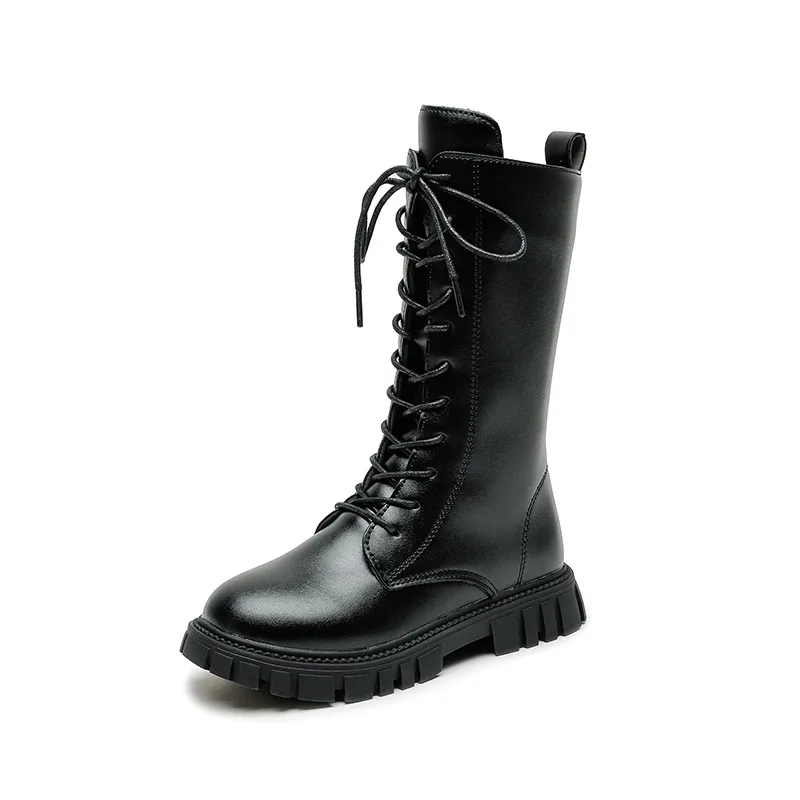 Botas de moda para chicas, novedad de invierno de 2021, botas de nieve británicas altas, botas de princesa simples y cálidas y versátiles para niñas, botas escolares para niñas - imagen 2