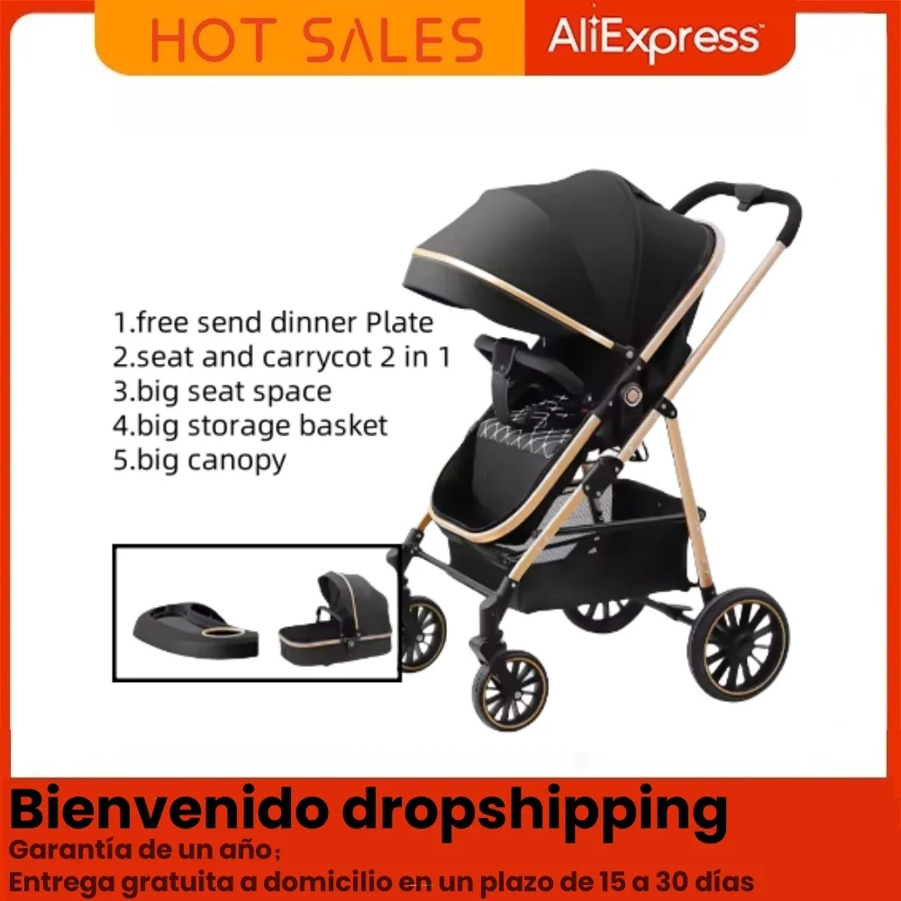 Cochecito de bebé poussette, cochecito de cuatro ruedas de paisaje terrestre alto con comodidad para bebé, cochecitos ligeros para bebé de 0 a 3 años