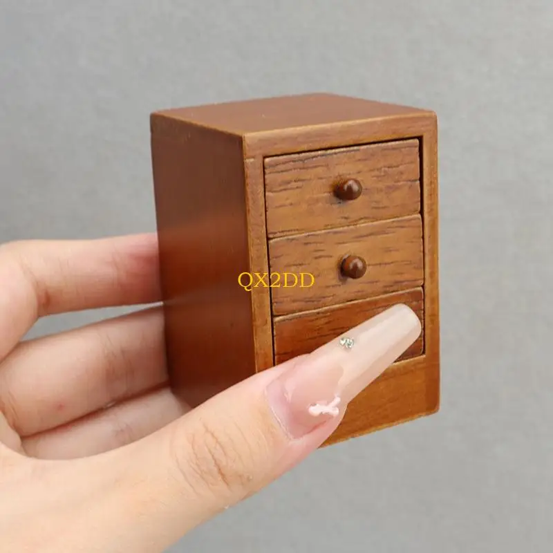 noche madera en miniatura QX2D para 1/12 casas muñecas cajones funcionales artesanía detallada acabado - imagen 5