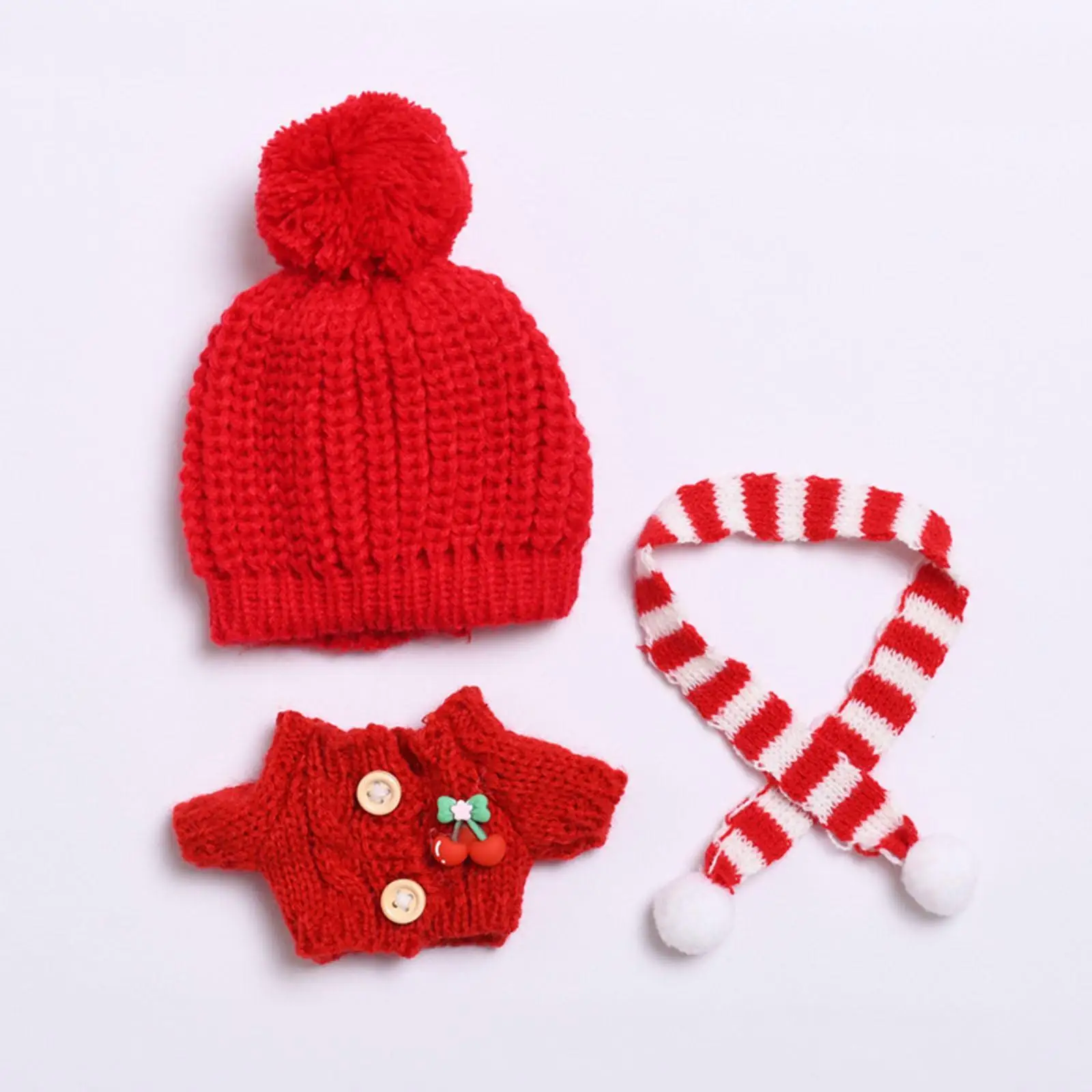3x Fashion Dolls Sweater and Hat Scarf Accessory Miniature Clothes for 15-17cm Dolls Girl Dolls Birthday Gifts Children's Gifts