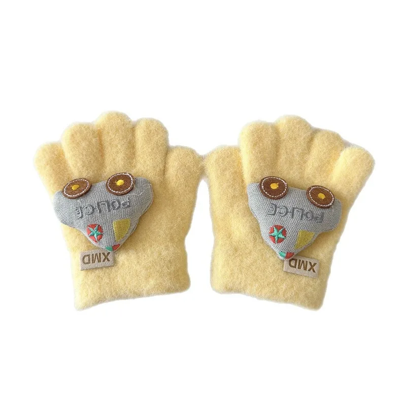 Nuevos guantes para niños de otoño e invierno: elegante logotipo de letras y lindos manoplas de cinco dedos de dibujos animados, guantes cálidos a prueba de frío para bebés - imagen 4