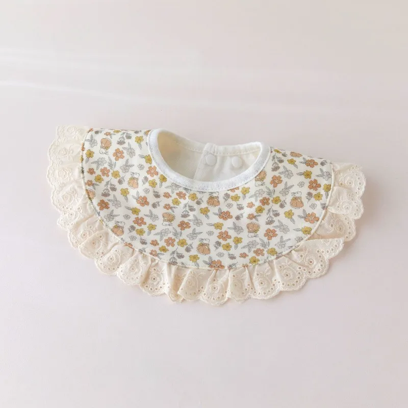 Baberos Bandana elegantes impermeables de algodón con encaje para bebé - imagen 3