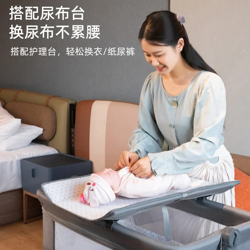 Venta al por mayor, cuna para bebé, cama para recién nacido, cama grande empalmada, cuna BB, cama plegable móvil multifuncional