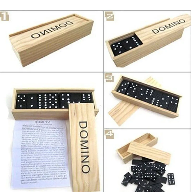 28 unids/set de juegos de mesa de dominó de madera, divertido juego de mesa de viaje, juguetes de dominó para chico, juguetes educativos para niños, regalos - imagen 3
