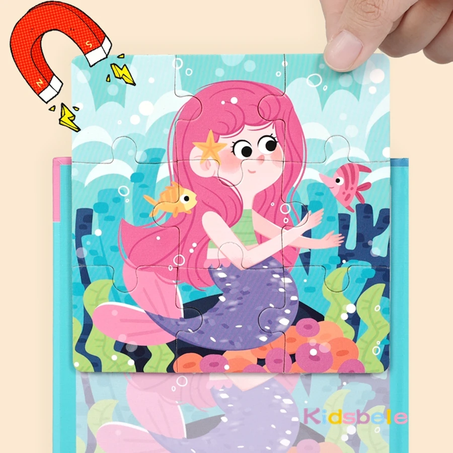 Rompecabezas magnético 3 en 1 de madera, juguete educativo Montessori, rompecabezas de desarrollo temprano para niños pequeños, regalo de Navidad, 9/16/25 piezas - imagen 5