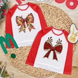 Camisetas navidenas para ninos con lazo - raglan manga larga