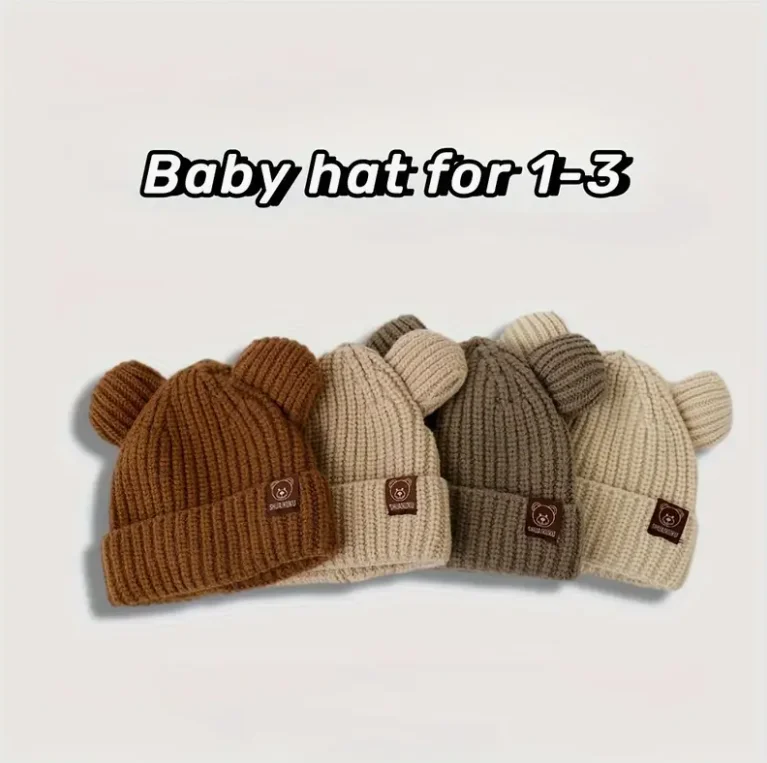 Adorables gorros de punto con pompones, accesorios de invierno para niños, gorros suaves, cálidos y coloridos para niños - imagen 3