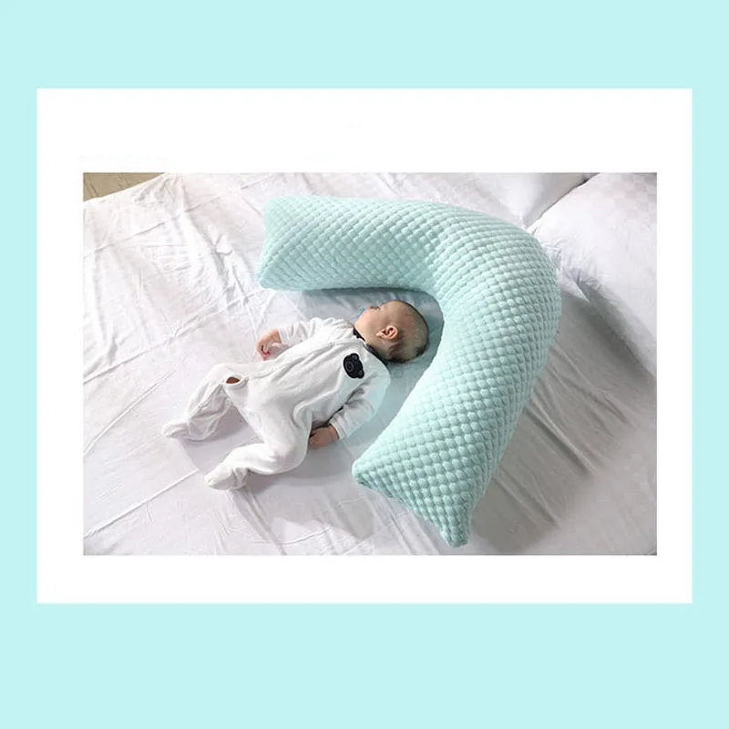Almohada de lactancia de maternidad multifuncional, Color sólido, en forma de U, para mujer embarazada, almohada de soporte para dormir lateral, almohada de alimentación de bebé