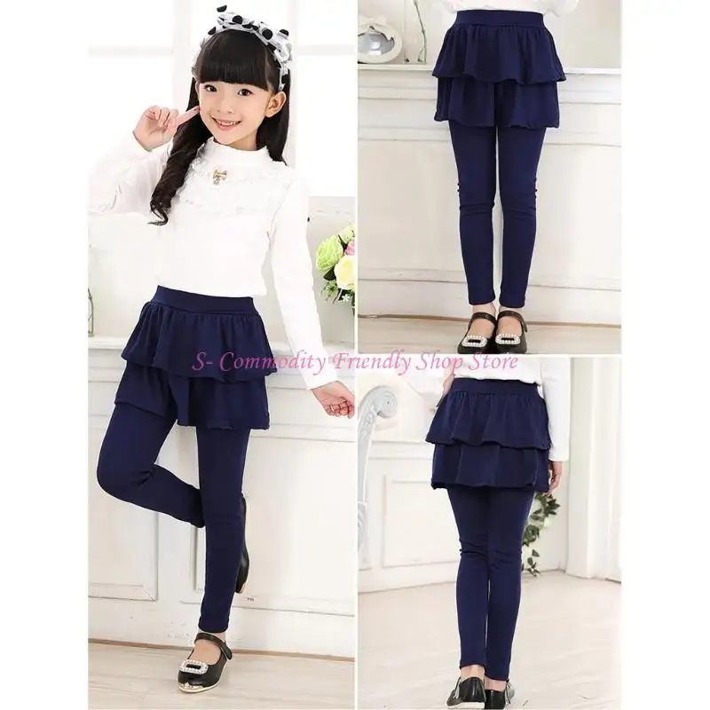85AE Leggings con falda de volantes para niña – Algodón cómodo - imagen 2