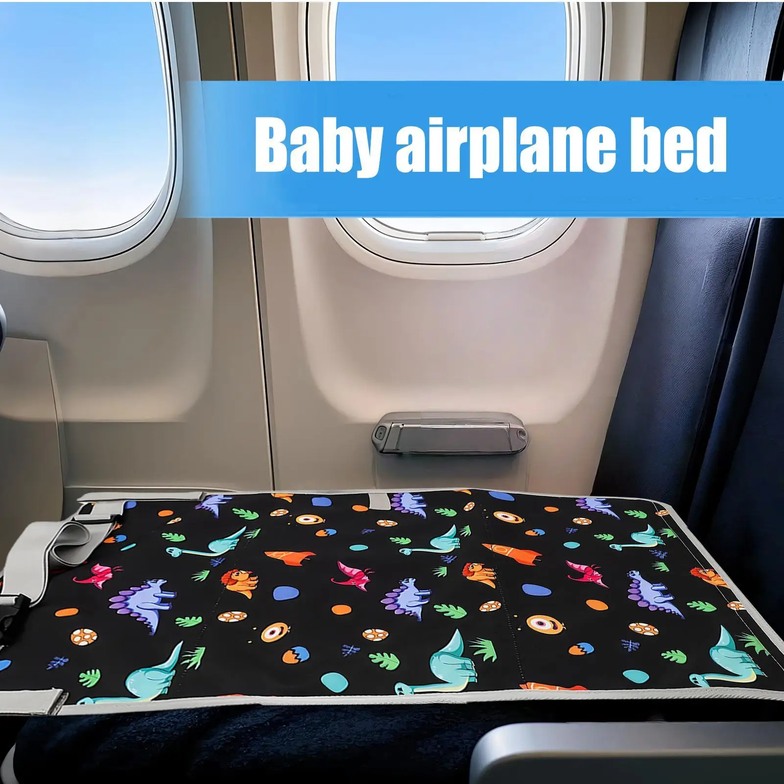 Cama de avión para niños, extensor de asiento de avión para niños, reposapiés plegable, cuna suave portátil para jugar, viajar durante la noche y dormir - imagen 3