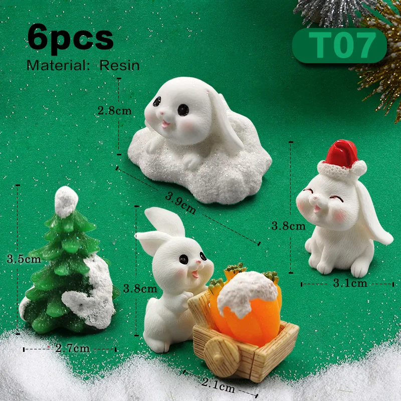 6pcs Xmas Rabbit-T07