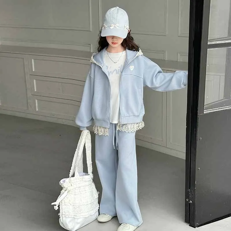 Conjunto abrigo y pantalón con capucha para niña – Ideal otoño - imagen 2