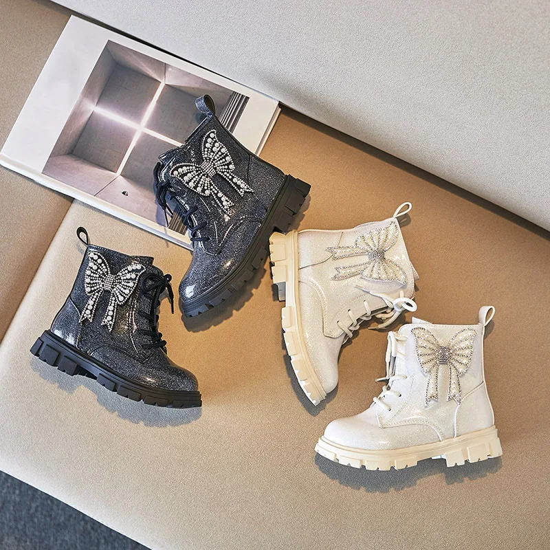 Nuevas botas para niñas, botas antideslizantes simples a la moda para niños, botines Retro exquisitos de suela suave, botas de princesa versátiles y elegantes a la moda - imagen 5