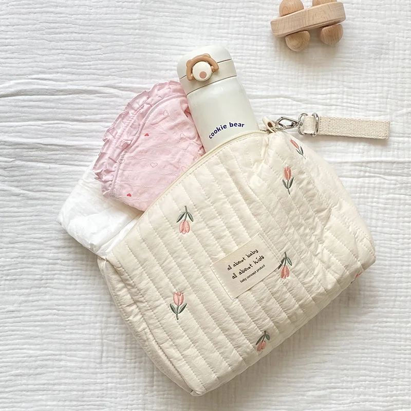 Bolsa de pañales con estampado bordado y cremallera para cochecito - imagen 2