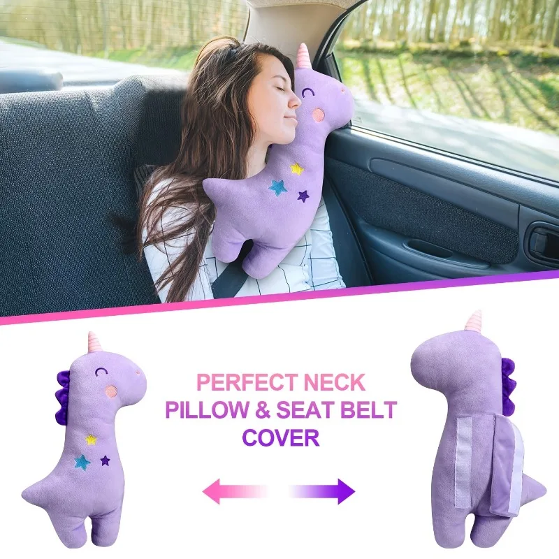 Funda para cinturón de seguridad de coche para niños, almohada para cinturón de seguridad de coche, funda para cinturón de seguridad para niños, almohada suave para cinturón de seguridad de animales de peluche, cojín de seguridad de viaje - imagen 4
