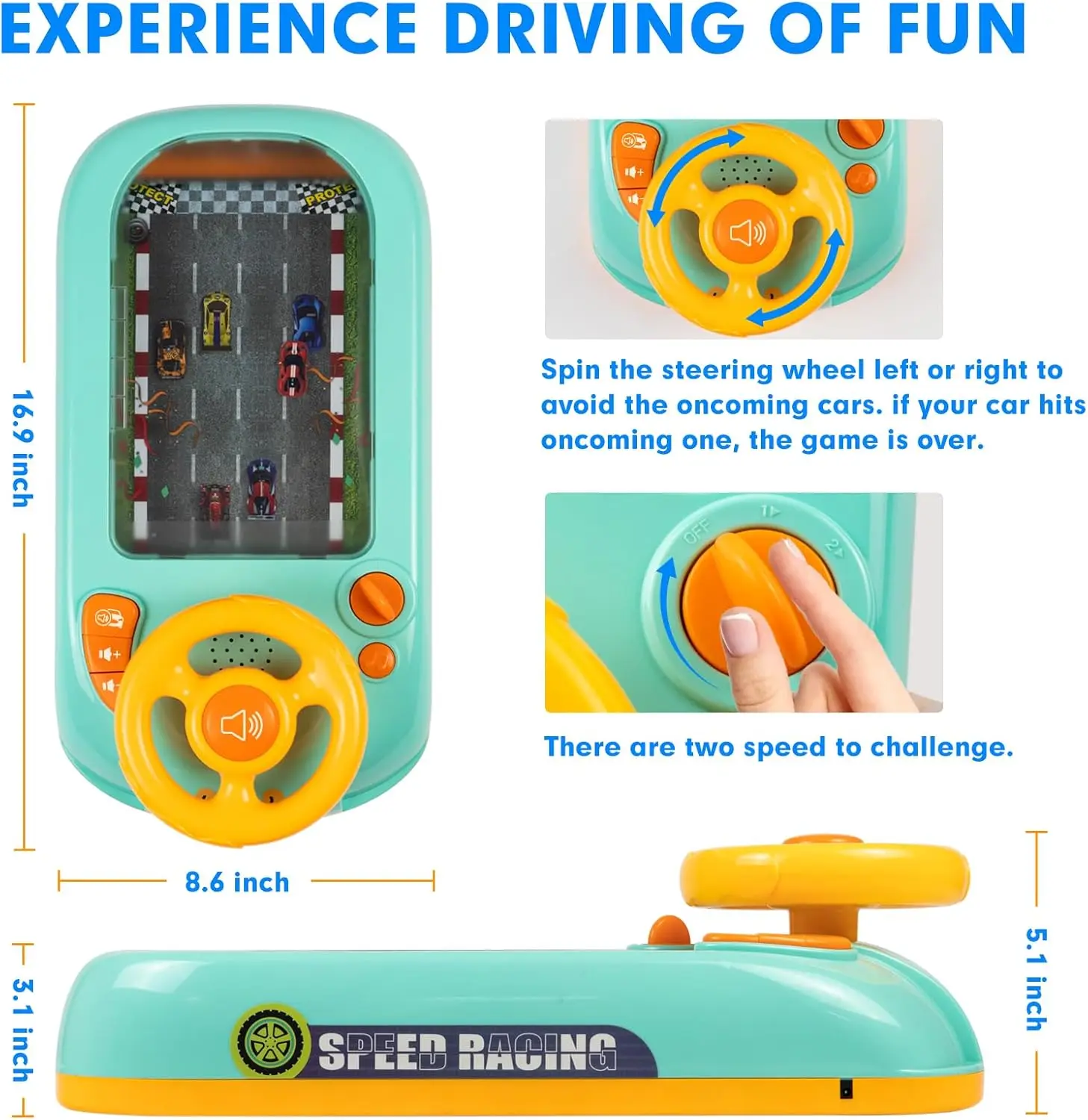 Volante Musical de juguete para niños de 4 a 6 años, juego de coche de carreras de conducción simulado con sonido, aprendizaje educativo interactivo - imagen 5