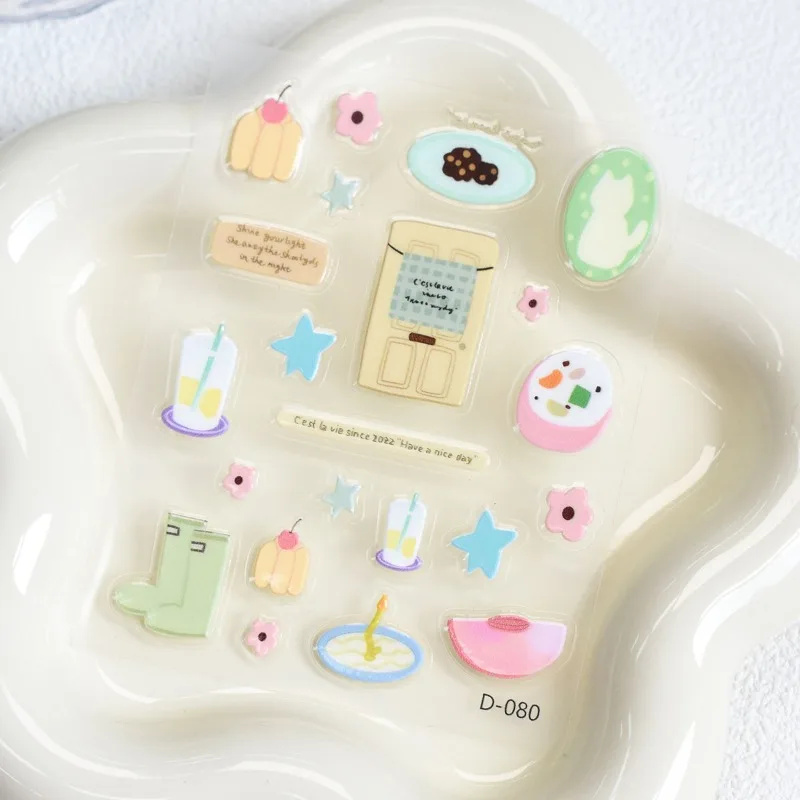 1 hoja de pegatina de gelatina para ordenador portátil, decoración de tarjetas de papel para Ipad, pegatinas bonitas, suministros de arte Kawaii - imagen 3