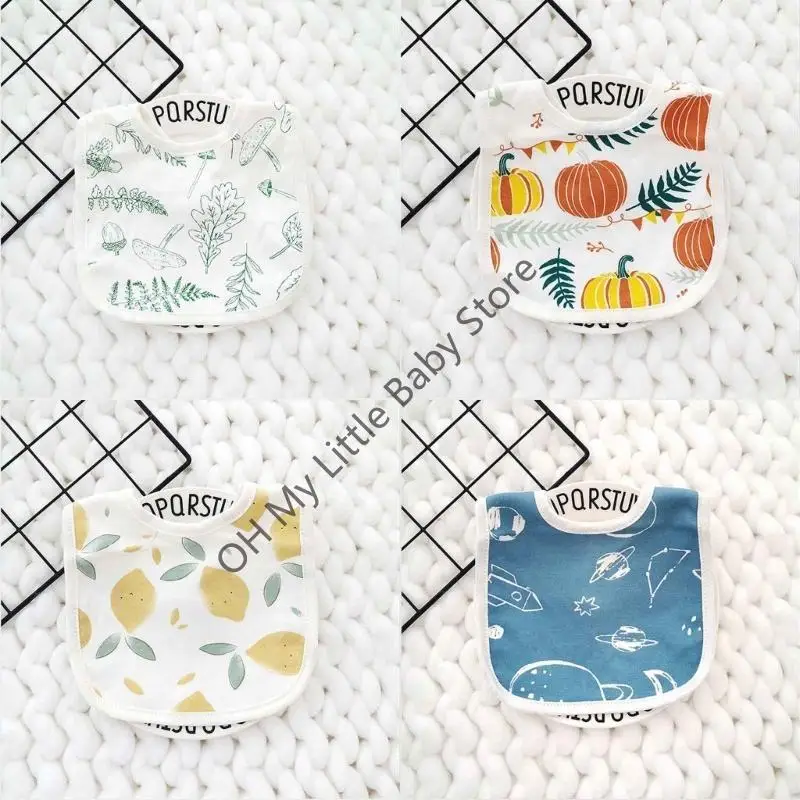 Babero infantil M76C, Baberos babeantes algodón para bebé 0 a 3 años, babero alimentación impreso absorción - imagen 4