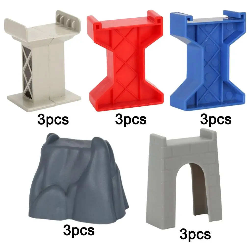 Train Bridge Piers Support Track Railway Accessories for Kids Age 3 and Up