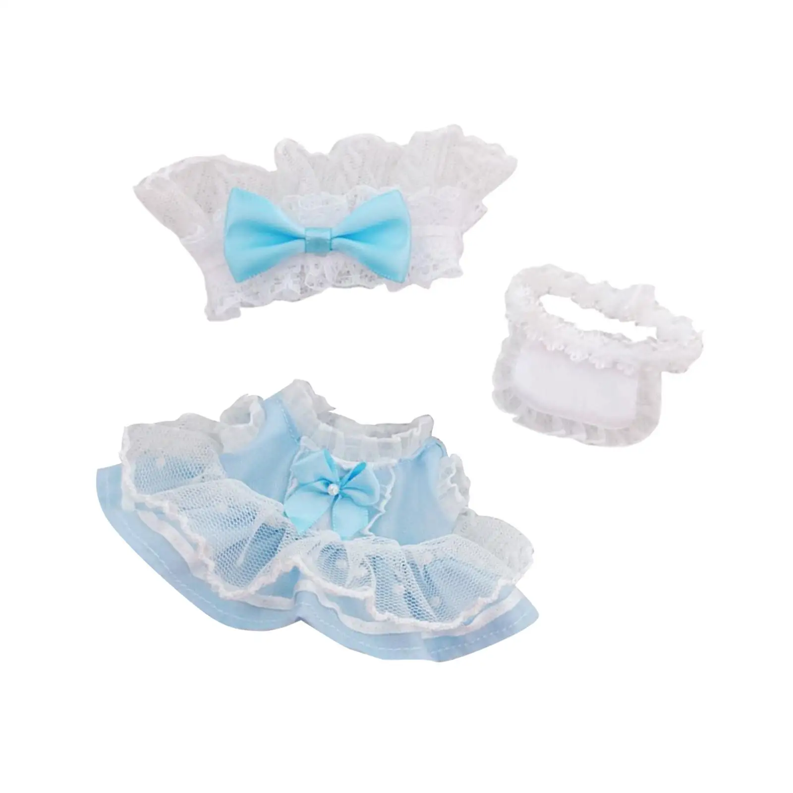 3x Dolls Maid Dress Suit, Costume Accessory, Handmade Clothing with Headband Apron for 17cm Dolls Thanksgiving Gifts