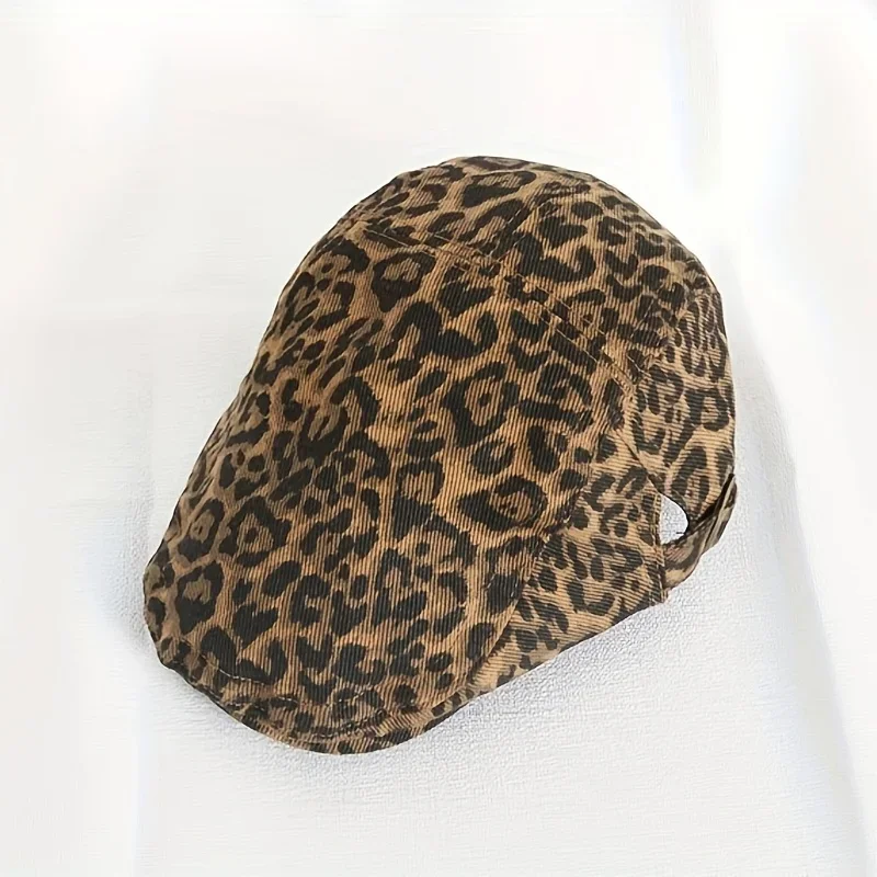 Gorros de otoño para niños y niñas, boina Retro de leopardo para bebé, gorro coreano de moda para primavera, accesorios para niños, accesorios para fotos de viaje - imagen 4