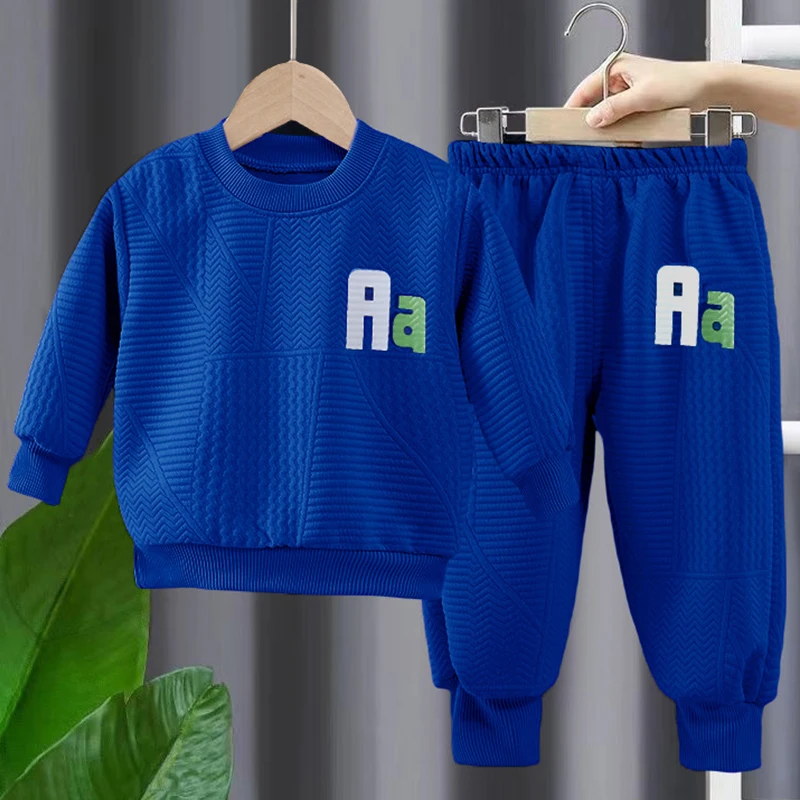 Ropa de primavera y otoño para niños pequeños, ropa para niños, moda coreana, camisetas informales de manga larga con letras para bebés y pantalones, conjuntos para niños BC2307 - imagen 2