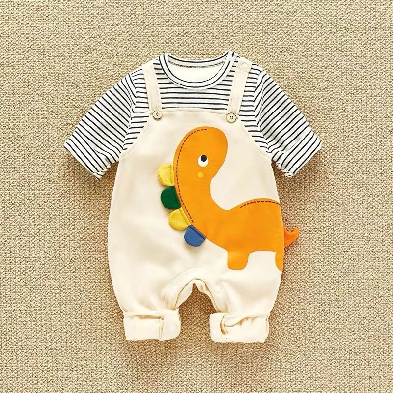 Mameluco bebé dinosaurio rayas – Algodón suave natural - imagen 4