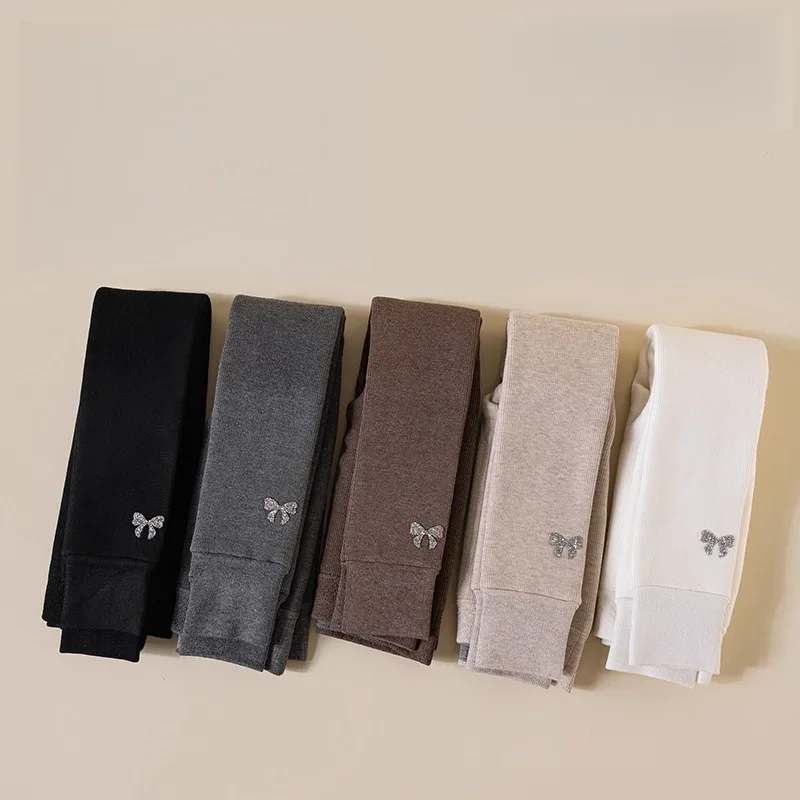 Pantalones para chicas adolescentes, mallas gruesas con forro polar de invierno con bordado de lazo, medias cálidas para niños de 3 a 15 años, novedad de 2026 - imagen 4