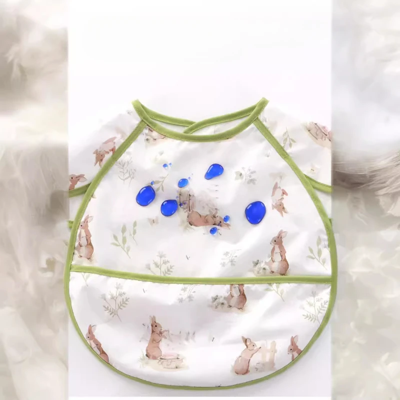 Baberos de alimentación de dibujos animados para bebé, niño y niña, delantal con babero impermeable y limpio para comidas desordenadas, mono para comer con bolsillo - imagen 4
