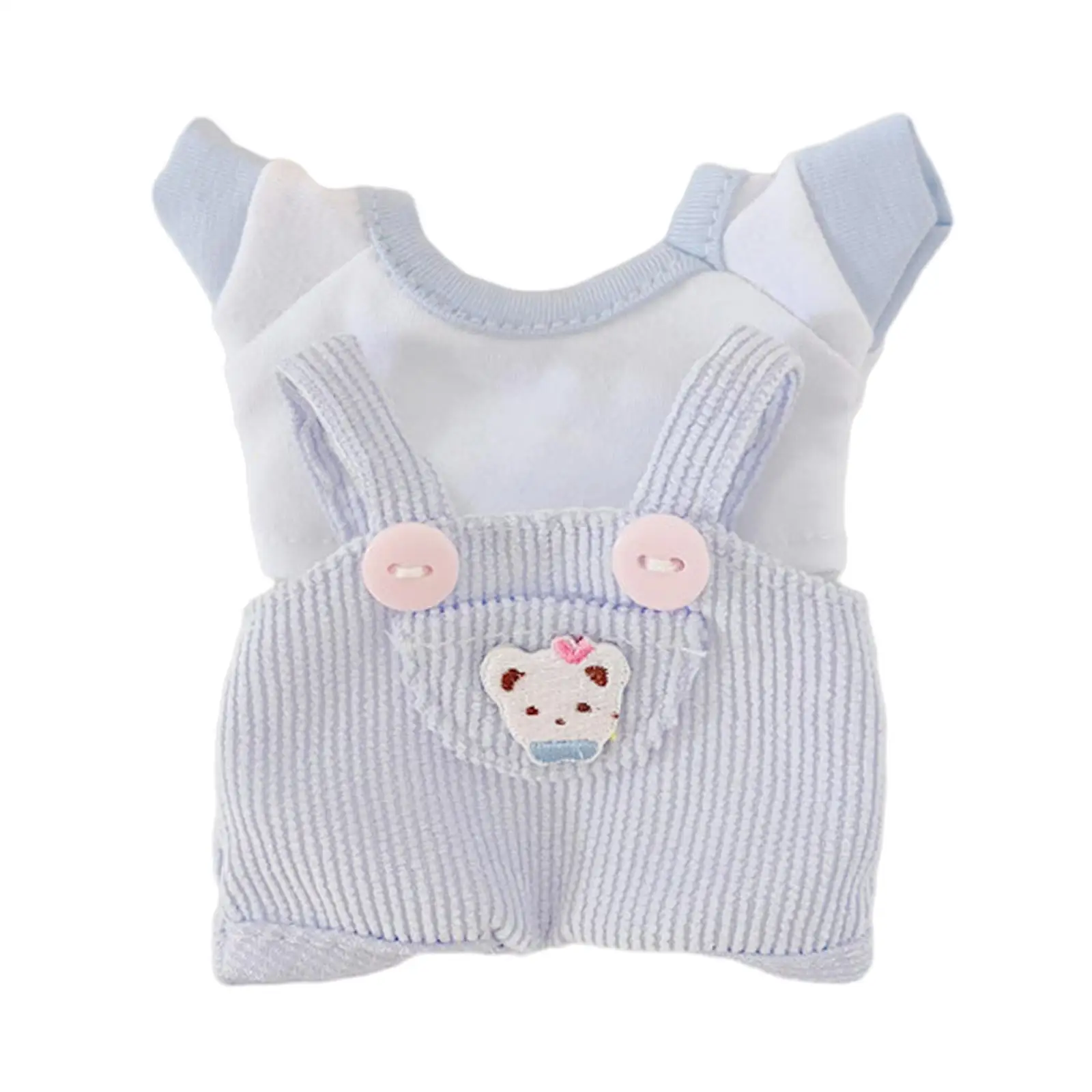 2x Doll Clothes Costume Accs Outfits Fashion Suspender Pants T Shirt Set for 17cm Dolls Birthday Gifts New Year Gifts