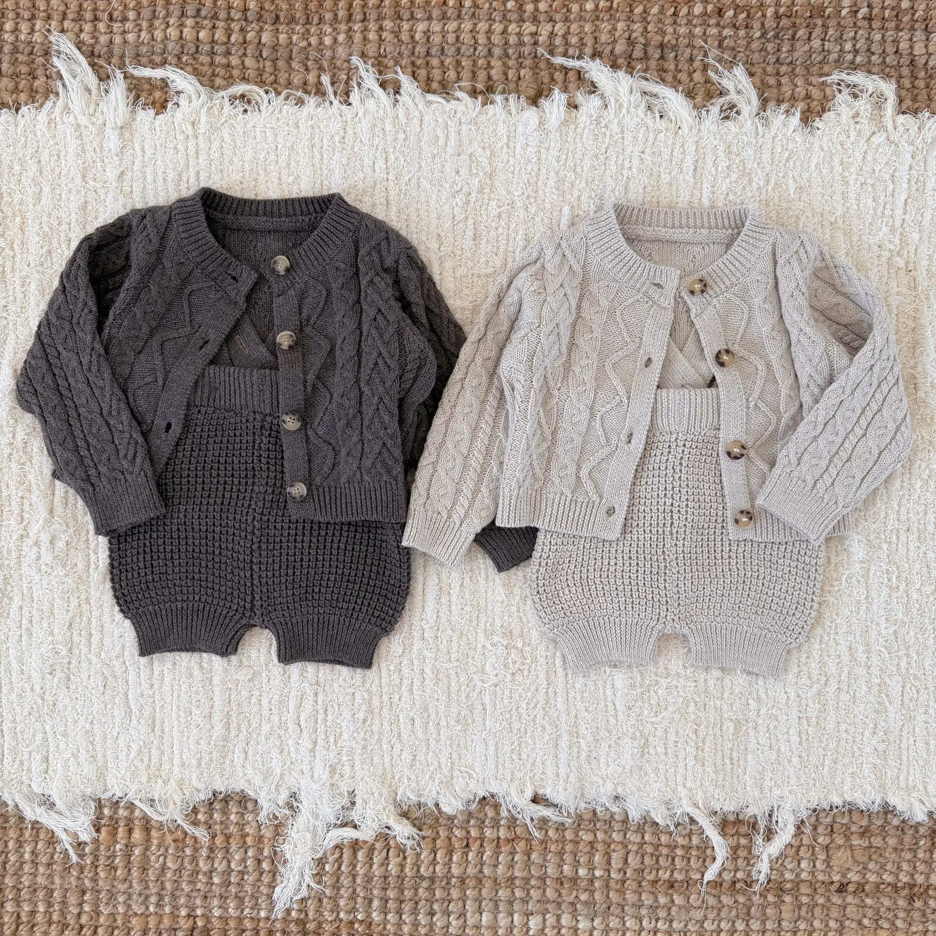 Suéteres para bebés de 0 a 3 años, ropa de punto Vintage para niños, cárdigans de punto de un solo pecho para niños pequeños, opción general - imagen 2