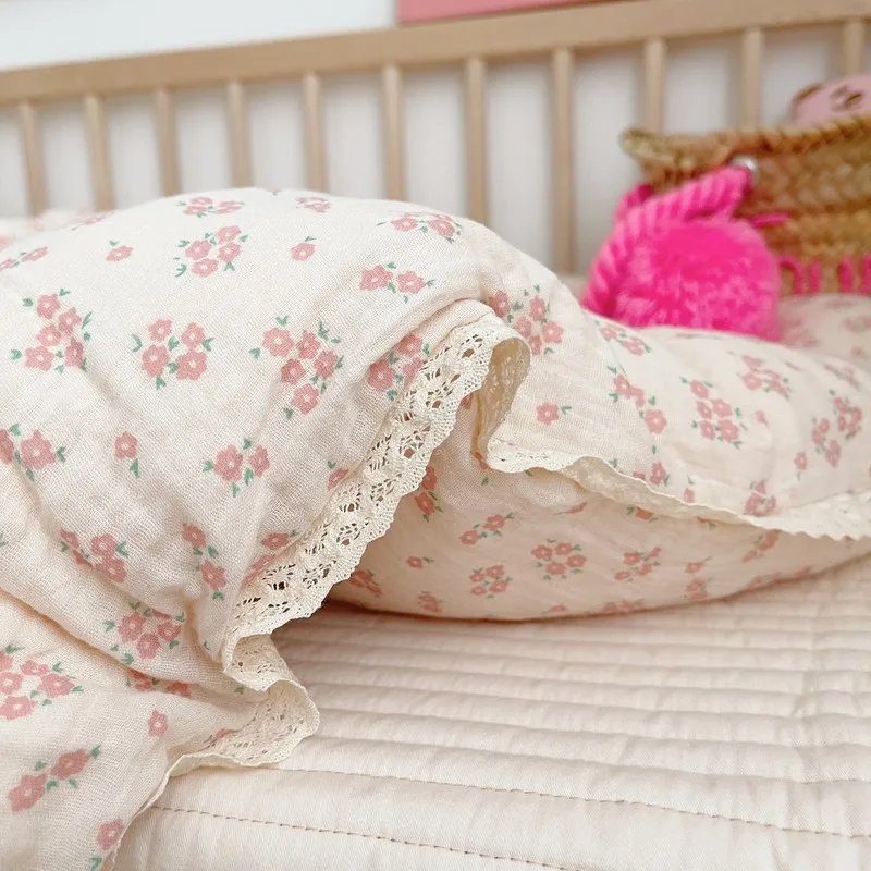 Edredón para cuna de bebé, manta de algodón con encaje, edredón para bebé con volantes, edredón para bebé para niños recién nacidos - imagen 5