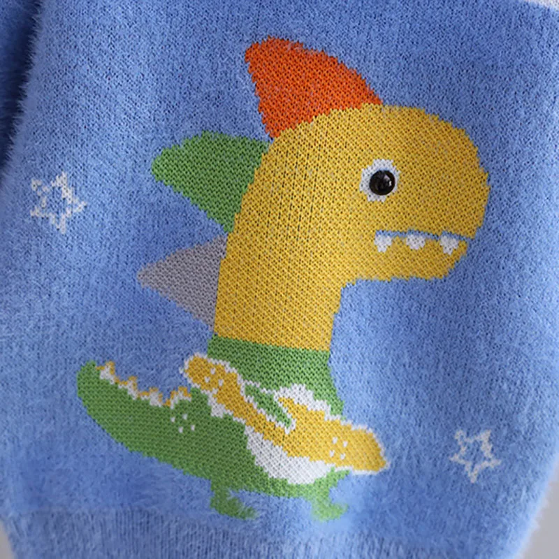 Milangel-suéteres de punto de lana de visón para niños, suéter con patrón de dinosaurio de dibujos animados para niños de 2 a 6 años, Otoño e Invierno - imagen 5