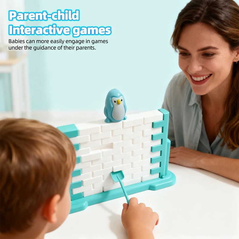 Salva juego de pingüino, rompecabezas de ladrillo de construcción de pared, juguetes de interacción entre padres e hijos, juego de mesa de fiesta, regalos de cumpleaños para niños - imagen 2