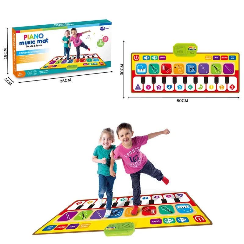 Estera de música de Piano para niños, alfombrilla de música para pies de bebé, iluminación de Educación Temprana, estera de baile de música electrónica, juguetes, accesorios para bebés - imagen 3