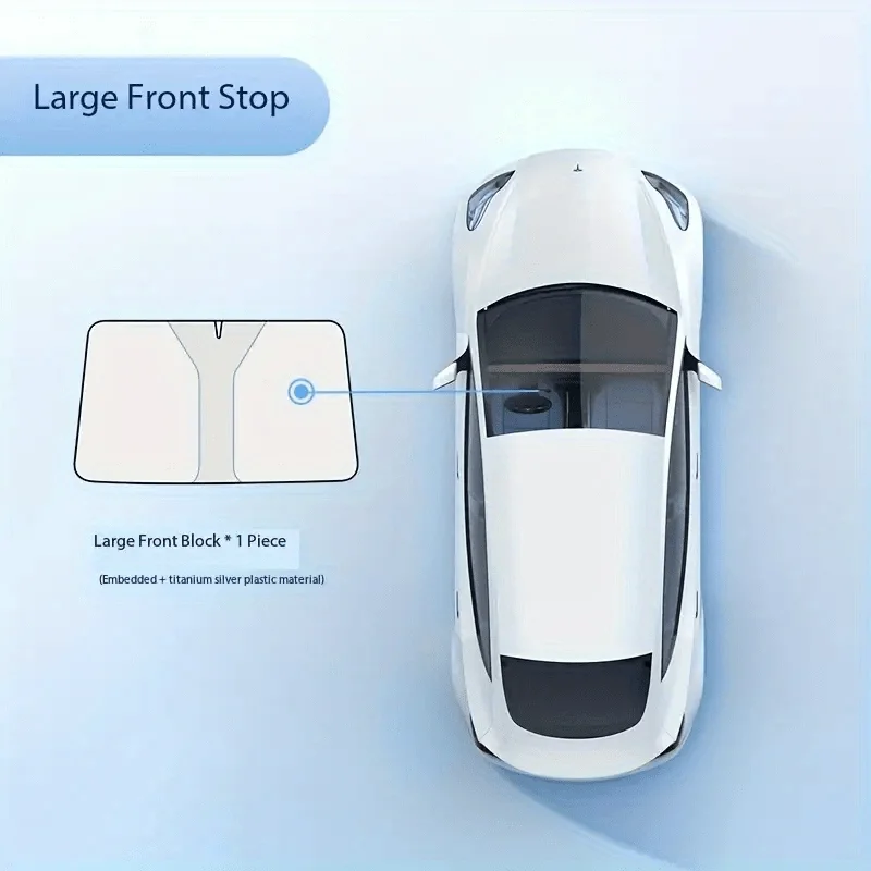 Visera plegable de titanio plateada para coche, aislamiento térmico reflectante de diseño hueco para parabrisas delantero, con bolsillo de almacenamiento - imagen 4