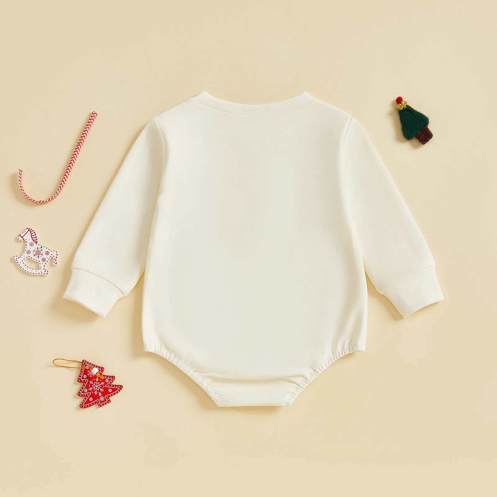 SUNSIOM Mamelucos navideños para bebé, lindo mono con estampado de árbol y letras de manga larga y cuello redondo - imagen 3