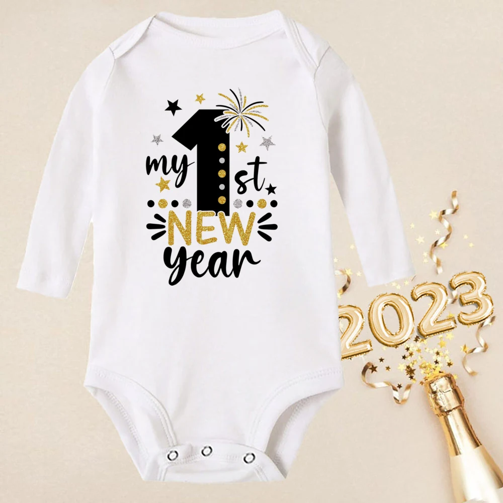 Body de mi primer año nuevo para bebé, trajes infantiles para fiesta de año nuevo, monos de manga larga para recién nacidos, ropa de vacaciones de invierno para niños y niñas - imagen 5