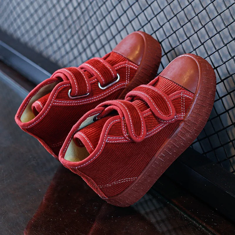 Zapatillas de deporte de pana para niño y niña, zapatos informales antideslizantes, zapatos de lona Retro para estudiantes, novedad de otoño - imagen 4