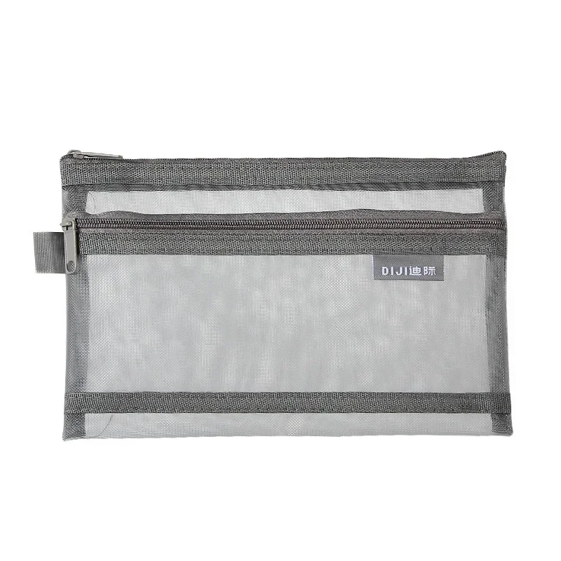 Estuche de lápices de malla Simple para escuela secundaria, suministros de oficina, organizador multifunción transparente, 1 unidad