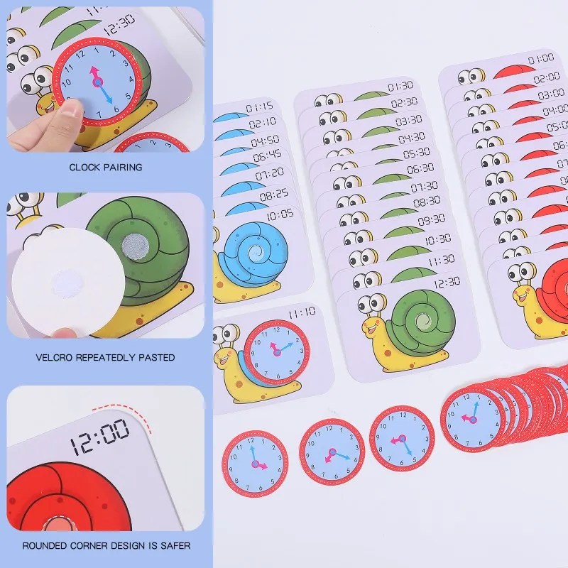 Juguete Montessori, reloj de caracol, hora, minuto, segunda cognición, rompecabezas a juego, juguetes preescolares, reloj de tiempo de Aprendizaje Temprano, juguetes para niños - imagen 5