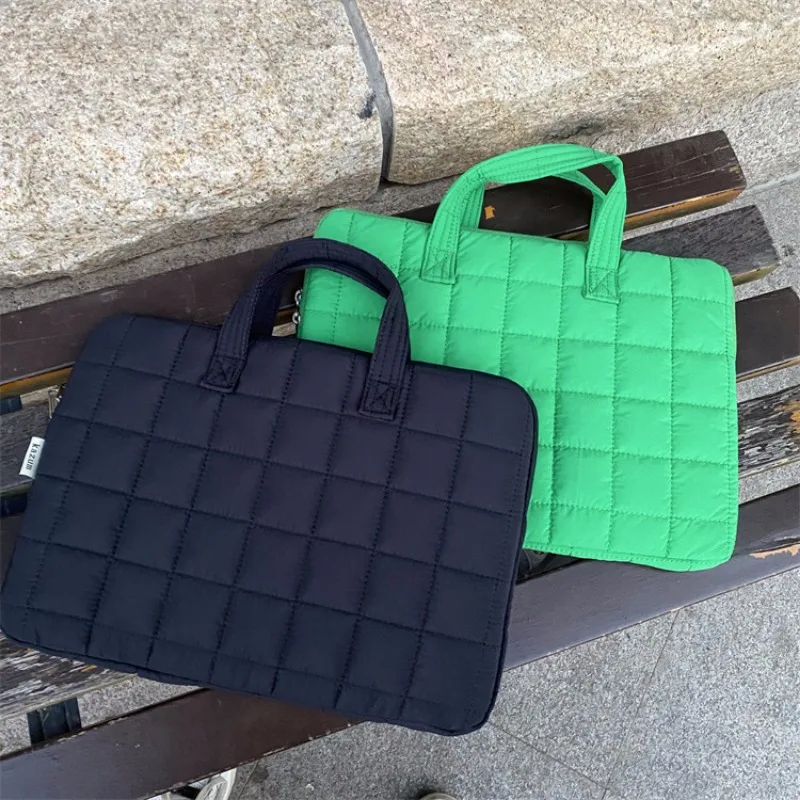Bolsa protectora a cuadros para ordenador portátil, funda suave con asa, accesorios para portátil - imagen 5