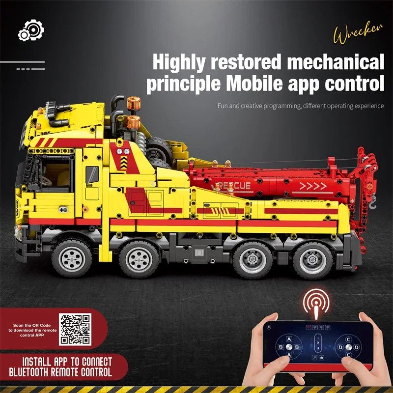 1794 Uds. Wrecker técnico RC bloques de construcción de automóviles camión de rescate vástago ingeniería Control remoto coche modelo ladrillos juguetes para niños regalos - imagen 3