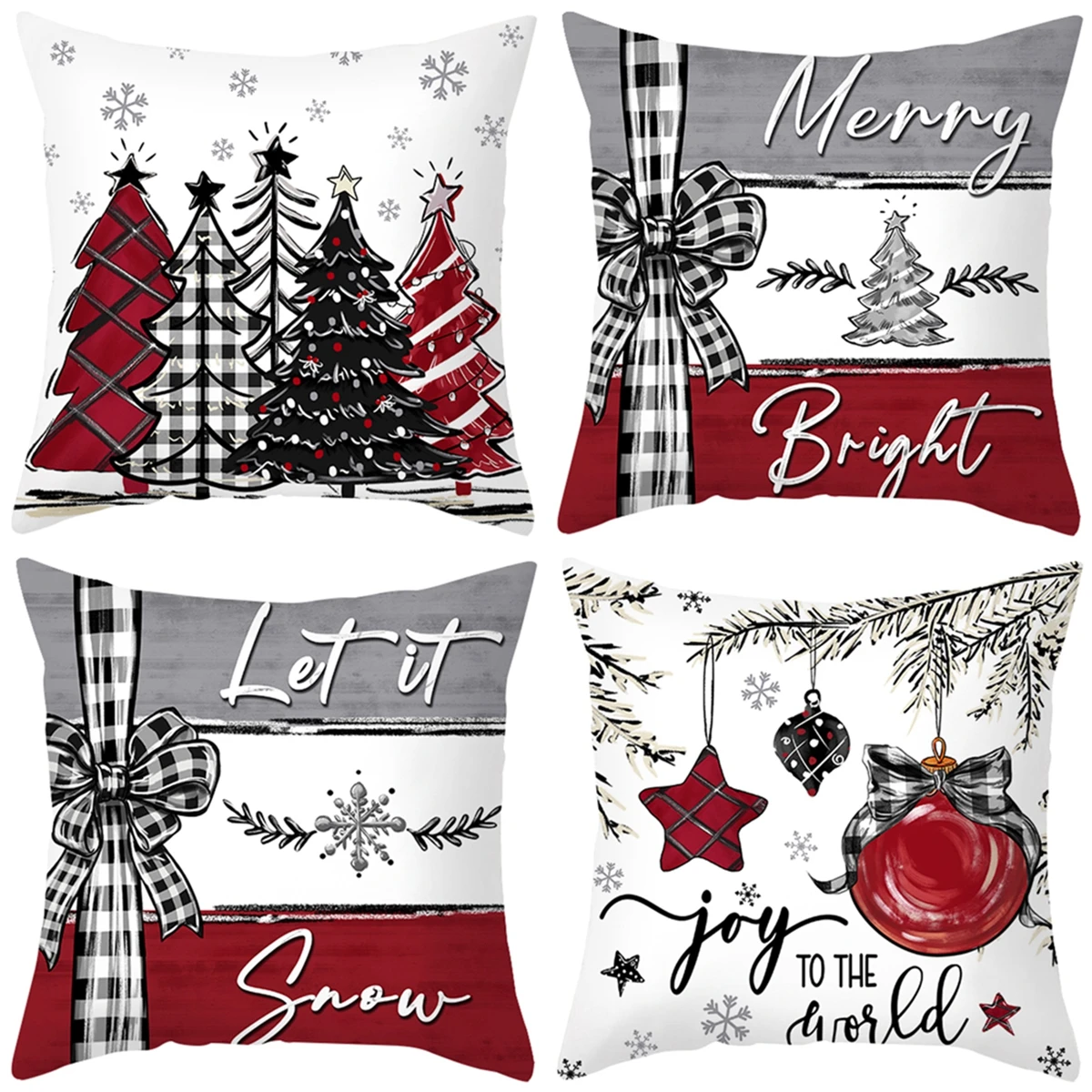 Funda de cojín navideña roja para niños – Decoración festiva - imagen 3