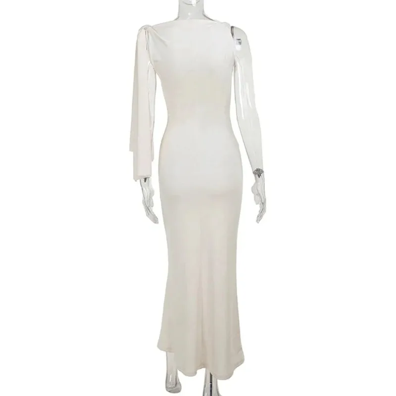 Vestido de maternidad largo maxi con hombros descubiertos elegante - imagen 2